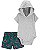 CONJUNTO CARTER?S BODY CINZA + SHORTS VERDE FLORAL ? BEBÊ MENINO - Imagem 1