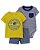 CONJ CARTERS 3 PÇS CAMISETA AMARELA HELICÓPTERO BODY E CALÇA - Imagem 1