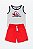 CONJ 2 PÇS QUIKSILVER REGATA CINZA BERMUDA VERMELHA - Imagem 1