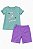 CONJUNTO WONDER NATION CAMISETA VERDE SHORTS LILÁS - Imagem 2