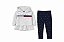 CONJ 2 PÇS MENINA TOMMY HILFIGER BLUSA CINZA BABADO LEGGING AZUL MARINHO - Imagem 1