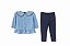 CONJ 2 PÇS MENINA TOMMY HILFIGER BATA JEANS LEGGING AZUL MARINHO - Imagem 1