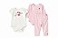 KIT 3 PÇS MENINA TOMMY HILFIGER BODY BEGE CORAÇÃO ROSA LISTRAS MANGA LONGA - Imagem 1