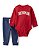 CONJ 2 PÇS MENINO CARTERS BODY VERMELHO FRESHMAN CALÇA MOLETINHO - Imagem 1