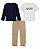 CONJ 3 PÇS MENINO TOMMY HILFIGER CAMISETA AZUL MANHA LONGA CALÇA SARJA BEGE - Imagem 1