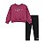 CONJ 2 PÇS MENINA NIKE MOLETOM BORDÔ LEGGING PRETA - Imagem 1