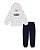 CONJ 2 PÇS MENINA TOMMY HILFIGER MOLETOM BRANCO LOGO CALÇA AZUL MARINHO - Imagem 1