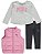 CONJ 3 PÇS MENINA PUMA COLETE ROSA LEGGING E CAMISETA CINZA - Imagem 1