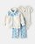 CONJ 3 PÇS MENINA CARTERS JAQUETA SHERPA BEGE COM FLORES AZUL - Imagem 1