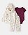 CONJ 3 PÇS MENINA CARTERS JAQUETA E CALÇA BEGE FLOR BODY BORDÔ - Imagem 1