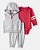 CONJ 3 PÇS MENINO CARTERS JAQUETA E CALÇA CINZA BODY VERMELHO - Imagem 1