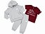 CONJ 3 PÇS MENINO NEW BALANCE MOLETOM E CALÇA CINZA CAMISETA BORDO - Imagem 1