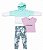 CONJ 3 PÇS MENINA RBX MOLETOM VERDE COM LEGGING E CAMISETA - Imagem 1