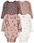 KIT 4 BODYS MENINA CARTERS MARROM FLOR MANGA LONGA - Imagem 1