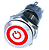 chave botão 19mm sem trava Luz vermelho pulsante tipo buzina inox metal universal 12v 24v - Imagem 1