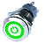 chave botão 19mm sem trava Luz verde pulsante tipo buzina inox metal universal 12v 24v - Imagem 1