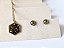 Colar hexágono e brinco bolinha com folhas de ouro - conjunto - Imagem 2