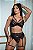 Conjunto em Renda com Cinta liga cor Preto - Imagem 1