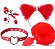Kit Vermelho Tiara Plug Gargantilha Grampo Mamilo - Imagem 1