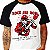 Camiseta Raglan branca com manga curta e preta masculina Rock and Roll Propaganda Retro - Imagem 1