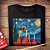 Camiseta rock Van Gogh Animals tamanho adulto com mangas curtas na cor preta Premium - Imagem 2