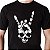 Camiseta Rock Hand Caveira com mangas curtas na cor preta - Imagem 1