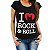 Camiseta I Love Rock n Roll para adulto com mangas curtas na cor preta - Imagem 3