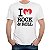 Camiseta I Love Rock n Roll para adulto com mangas curtas na cor branca - Imagem 1