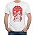 Camiseta rock David Bowie Caligrama tamanho adulto com mangas curtas na cor branca - Imagem 1