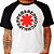 Camiseta rock Red Hot Chili Peppers raglan logo masculina tamanho adulto branca com mangas pretas - Imagem 1