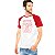 Camiseta rock Flea Vitruviano raglan masculina tamanho adulto branca com mangas vermelhas - Imagem 1