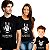 Kit camisetas masculina, feminina e infantil unissex pretas de mangas curtas pai e mãe Eu curto rock com meu filho / Infantil Eu curto rock com meus Pais - Imagem 1
