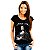 Camiseta Premium Mona Lisa Rock n Roll tamanho adulto com mangas curtas na cor preta - Imagem 4