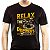 Camiseta Relax the drummer is here 2.0 tamanho adulto com mangas curtas na cor preta Premium - Imagem 1