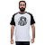 Camiseta Sapo mojo Cigar Box Raglan tamanho adulto na cor branco com mangas pretas - Imagem 3