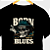Camiseta Born With the Blues tamanho adulto com mangas curtas na cor Preta Premium - Imagem 1