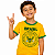 Camiseta Brasil Punk Rock Unissex Infantil Amarela com gola e punhos verdes - Imagem 1