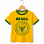 Camiseta Brasil Punk Rock Unissex Infantil Amarela com gola e punhos verdes - Imagem 2