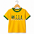 Camiseta Brasil Road Unissex Infantil Amarela com gola e punhos verdes - Imagem 2