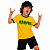 Camiseta Brasil Rocks Unissex Infantil Amarela com gola e punhos verdes - Imagem 1