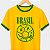 Camiseta Brasil Smile Nirvana amarela com gola e punhos verdes premium - Imagem 1