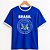 Camiseta Brasil Punk Rock azul com gola e punhos brancos com mangas curtas premium - Imagem 1