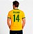 Camiseta Brasil Personalizada com Imagem e número nas costas para adulto com mangas curtas na cor Amarela com punhos verdes premium - Imagem 4
