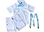 Conjunto Social Masculino Roupa Batizado Casamento Branco Kit suspensório Azul Claro 1 Ao 8 - Imagem 1