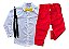 Conjunto Infantil Social Festa Masculino Mickey Calça Vermelha - Imagem 1