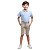 Conjunto Infantil Social Masculino azul claro bege Batizado Casamento pajem com suspensório - Imagem 1