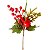 12 Enfeite De Natal Decoração Haste Azevinho Galho Vermelho - Imagem 1