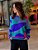 Casaco Jacquard Tricot Abstrato Azul - Imagem 1