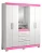 Guarda-roupa Solteiro 4 Portas Notável NT 5015 Branco com Rosa com Espelho - Imagem 1