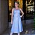 Vestido Couro Pelica Com Cinto Azul Claro - Karine Daher - Imagem 4